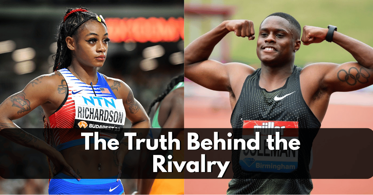 Sha’Carri Richardson on one side and Christian Coleman on the other